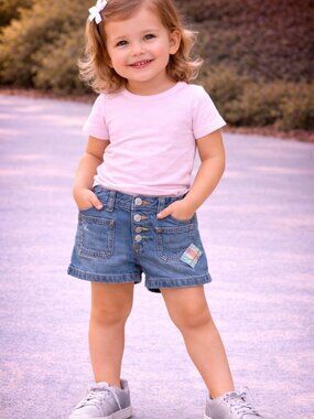 Polo Ralph Lauren Girls Denim Shorts Button Fly Blue Jean Shorts KDS14